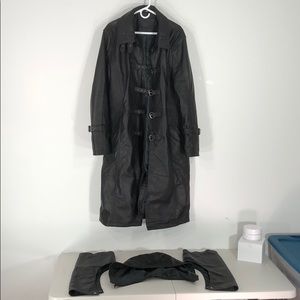 Herded leather trenchcoat